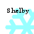 Four identical pixelated snowflake icons with black text "Shelby" above each, arranged in a on white background