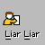 Pixel art character in yellow shirt with brown hair holding white rectangular object, transitioning to a goose-shaped object while text changes from "Liar Liar" to "A Goose!"