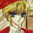 A 48x48 pixel buddy icon featuring a split composition with an anime-style character on the left and text elements on the right against a black background.