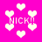 Bright pink background filled with white pixelated hearts and repeated "NICK!!" text in blocky font.