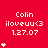 Red background with white text 'Colin iloveuu<3 1.27.07' and varying numbers of small white star icons below the text across six