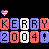 Pixelated text repeats 'KERRY' and 'ZOOO4' in alternating with small American flag hearts above, on a black background