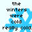 Blue snowflake icon with black text reading 'the winters were cold really cold.' on a white background.