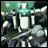 Pixelated 48x48 animated buddy icon featuring a mechanical robot with green-tinted head and silver armor, paired with "Anime IM" text on black background.