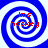 Four identical blue and white spiral patterns arranged in a , each containing red text reading 'ims hockey' at the center