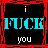 A 3x3 contact sheet of animated frames showing a black background with red border and white text "i" above large colored words, each frame displaying different explicit phrases ending in "you".