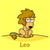 Pixelated cartoon character with brown hair and glasses sitting on a yellow platform, holding an acorn-like object against a solid yellow background.