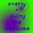 Green background with blue text reading 'everly + flicity are awesome' and purple pixelated blur effects in four quadrants.