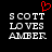 Black background with white pixelated text reading 'SCOTT LOVES AMBER' and a red pixelated heart symbol above the text.