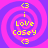Four identical pixelated spiral icons with pink and purple concentric rings, each displaying yellow text 'i Love Casey' and '<3' symbols at top and bottom.
