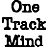 Static pixelated text icon displaying "One Track Mind" in three lines with black letters on white background, showing dithering and anti-aliasing artifacts typical of low-resolution digital art.