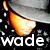 Pixelated icon shows a glowing orange-yellow flame-like shape with white sparkles against dark background, below which is the text 'wade' in blocky white letters.