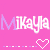 Pink background with repeated white text 'Mikayla' and a heart symbol, showing animation changes across frames.