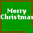 Green square with red border displaying 'Merry Christmas' text and a small red heart in the top-right corner.