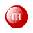 Red glossy oval icons with white 'M' symbols rotate through multiple angles in a , showing side and front views