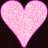 Three pink glittery heart shapes arranged in a 2x2 contact sheet with one gray square placeholder on black background.