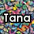 six pixelated with text and symbols: 'Tana', '&', 'Miki', '=', 'BFFL', and a blank space