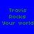 Blue background with green pixelated text 'Travis Rocks Your world' arranged in a pattern across four white rectangular sections