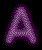 A 2x2 contact sheet of four animated frames showing a stylized letter A with purple and white pixelated effects on black backgrounds.