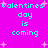 Pixelated cyan text on bright pink background with scattered white stars, repeating 'valentines day is coming' in two