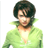 Static 48x48 pixel icon of a person with dark curly hair wearing a light green V-neck top against white background, rendered in low-resolution pixel art style.