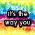 A static image with a colorful, pixelated background displaying text in black boxes arranged in two