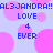 Pixelated text and pink circles on a light blue background with repeated 'AL3JANDRA!!' and 'LOVE 4 EVER' phrases.