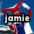 A character in red and white clothing with blue accents performs a handstand against a blue background, with text overlays changing across frames.