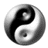 Six grayscale yin-yang symbols arranged in a 3x2 contact sheet, each showing distinct variations of the traditional black-and-white circular symbol with swirling patterns and central dots.