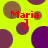 Yellow background with brown and purple circles; red text "Maria : ]" repeated across the image.