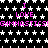 Black background with white star pattern and repeated pink text "I LOVE GYMNASTICS" in pixelated font.