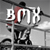 A pixelated grayscale image with white text and a red accent, showing a stylized figure holding a large object against a plain background.