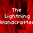 Red background with white pixelated text reading "The Lightning Wandcrafte" repeated across the image, partially obscured by a gray rectangle.