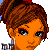 Pixelated cartoon-style buddy icon featuring a woman's face with brown hair in an updo, orange and dark red clothing, repeated "Gangsta Ma" text, and small star symbols on white background.