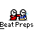 Animated contact sheet of pixel art characters with changing poses and effects, featuring repeated text "Beat Preps" below each frame.