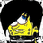 Pixelated icon of a character with black hair, white face, blue eye, and yellow outfit against black background.