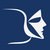 A white pixelated arrow-like shape with curved and straight segments on a solid dark blue background.