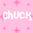 Pink background with white text 'chuck chuck' and pink starbursts, partially cropped on the right.