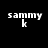 Four display the text 'sammy k' in white pixelated font on black, olive green, bright yellow, and dark olive green backgrounds