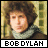A 2x2 contact sheet of three distinct Bob Dylan portrait frames with pixelated text labels, arranged in a grid layout on a gray background.