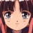 Pixelated anime-style character face with brown hair and large eyes on left, adjacent to black background with white text "Anime IM" and stylized signature on right.