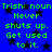 Blue background with black star shapes and green text repeating 'Trish: noun Never shuts up. Get used to it.' in a pattern