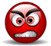Red spherical icon with angry expression showing varied mouth shapes and eye positions