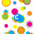 Pixelated icon with colorful circles and text variations of 'Carl' on a white background.