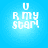 Four identical pixelated text icons on blue backgrounds with varying brightness levels, each displaying "U R my star!" in white block letters.