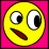 Yellow circular face with asymmetrical eyes and red mouth on pink background, displaying text variations H, HT, HTF, HTF?
