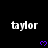 Black background with repeated white 'taylor' text and purple heart symbols arranged in a pattern, partially obscured by a gray overlay