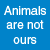 Blue background with white text and grayscale animal images, featuring PETA logo and website.