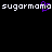 Pixelated text 'sugarmama' repeated with a purple heart symbol replacing the second 'm', displayed on black background.