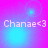 Pixelated text 'Chanae<3' appears in four quadrants on a pink-to-blue gradient background with light blue circular effects.